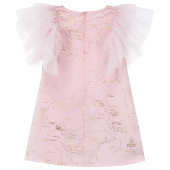 Girls Pink & Gold Geo Map Dress